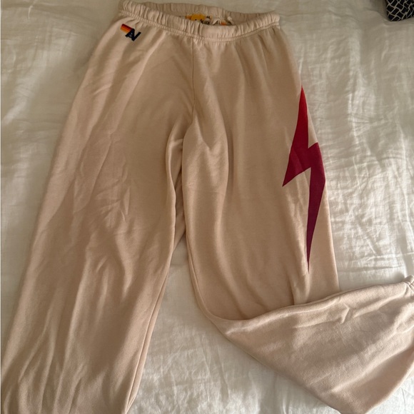 Aviator Nation Pants - Aviator Nation Bolt Sweatpants in Cream